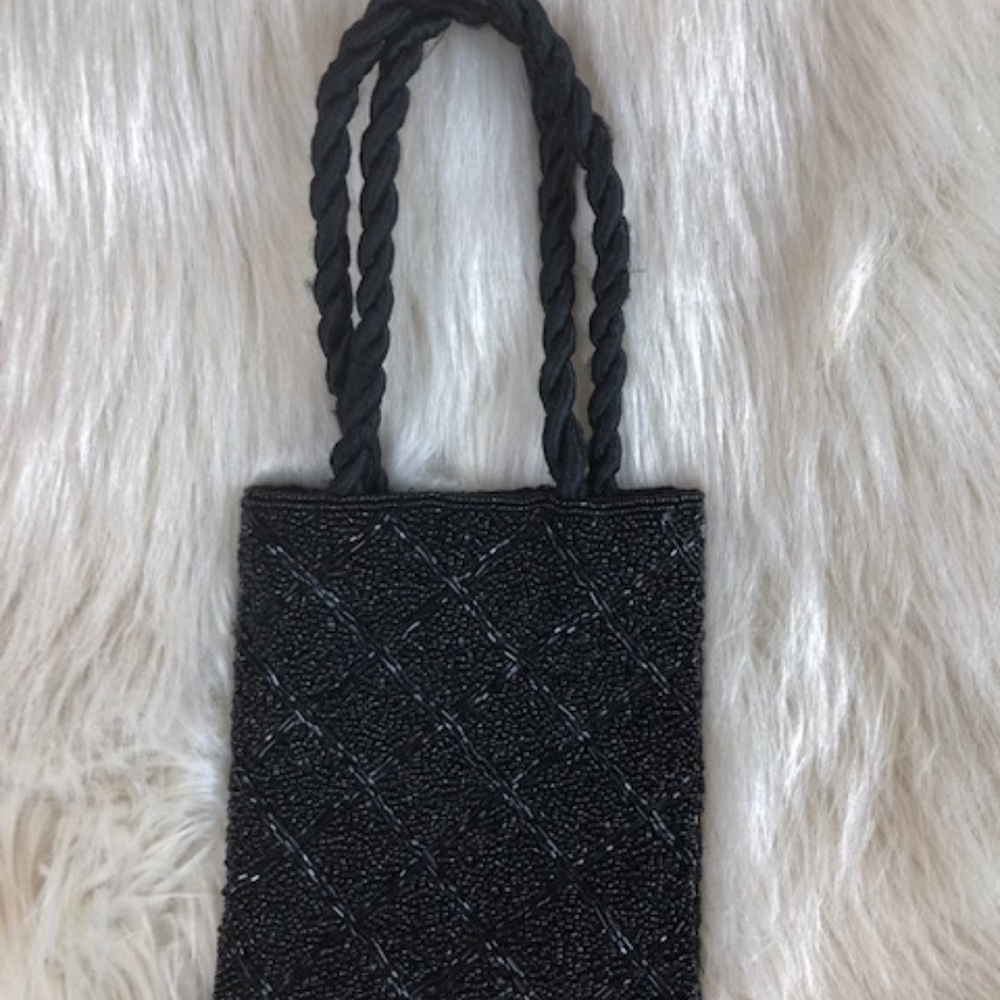 Handmade Black Beaded Evening Bag